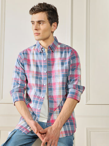 Men's Tartan checks Multicolor 100% Cotton Casual Shirt