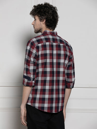 Men's Red Buffalo Checks Casual Cotton Shirt