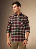 Men's Checks Spread Collar Full Sleeves Casual Flannel Shirt