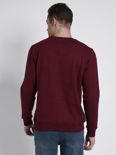 Men's Mock Neck Regular Fit Solid Patch Pocket Maroon Sweatshirt