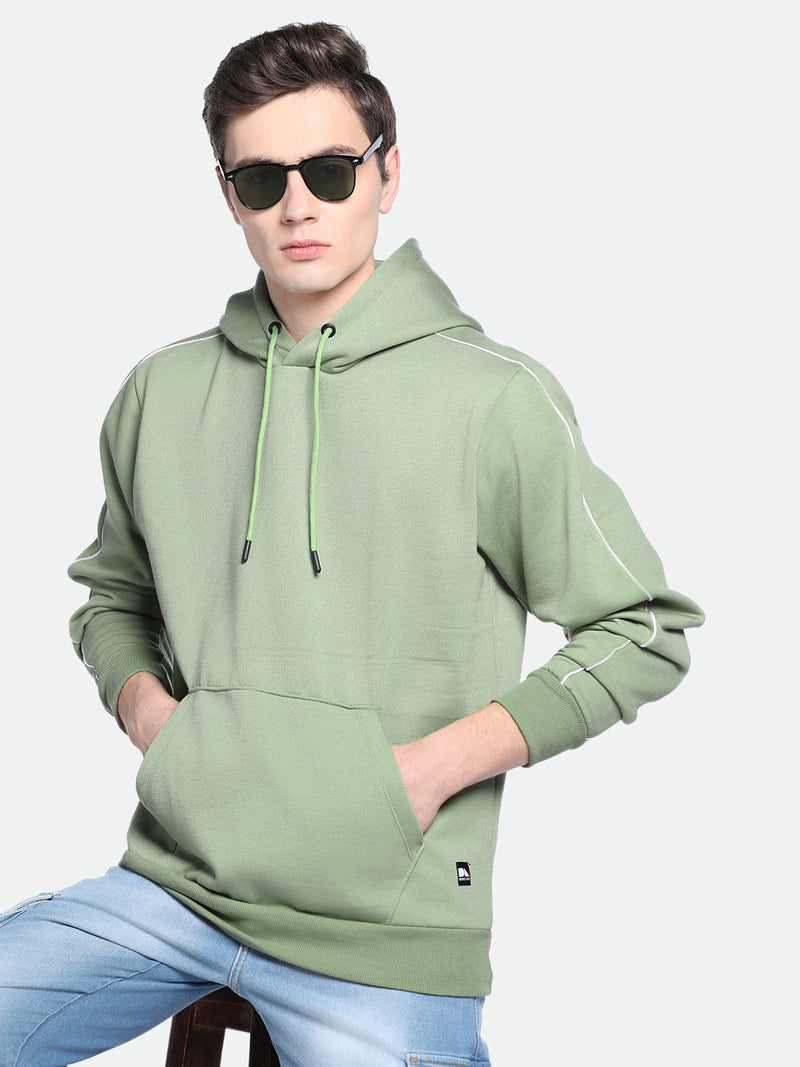 Men's Green Full Sleeves Kangaroo Pocket Pullover Hooded Hoodie