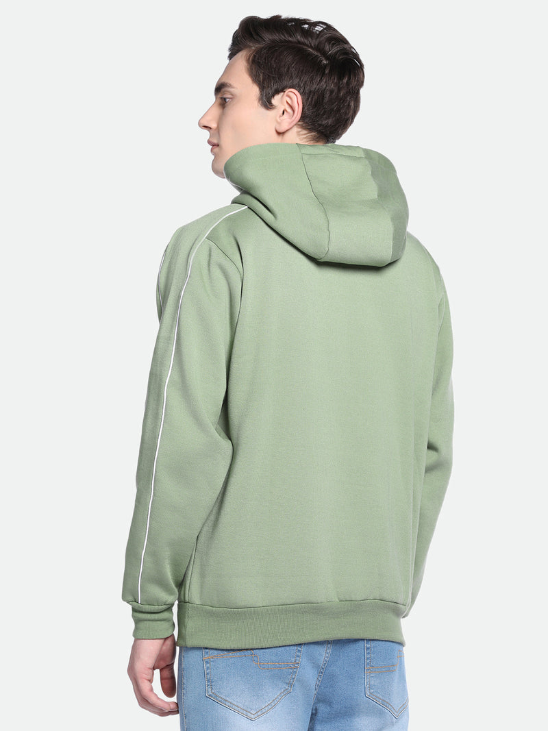 Men's Green Full Sleeves Kangaroo Pocket Pullover Hooded Hoodie