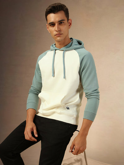 Men's Offwhite Colorblock Hooded Hoodie