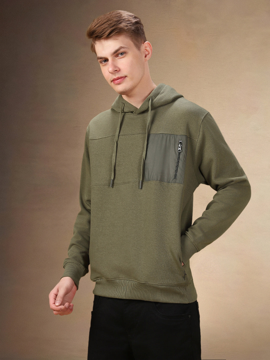 Men's Solid Hooded Full Sleeves Regular Fit Hoodie