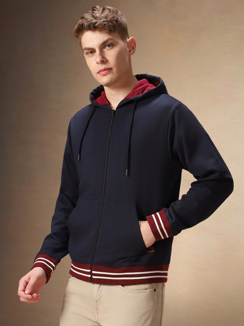 Men's Navy Blue Full Sleeves Hoodie