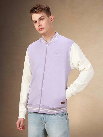 Men's Colorblocked Rib Collar Full Sleeves Regular Fit Sweatshirt