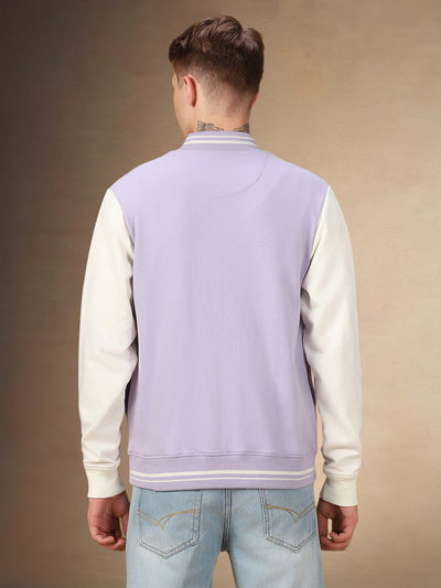 Men's Colorblocked Rib Collar Full Sleeves Regular Fit Sweatshirt