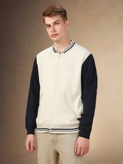 Men's Colorblocked Rib Collar Full Sleeves Regular Fit Sweatshirt