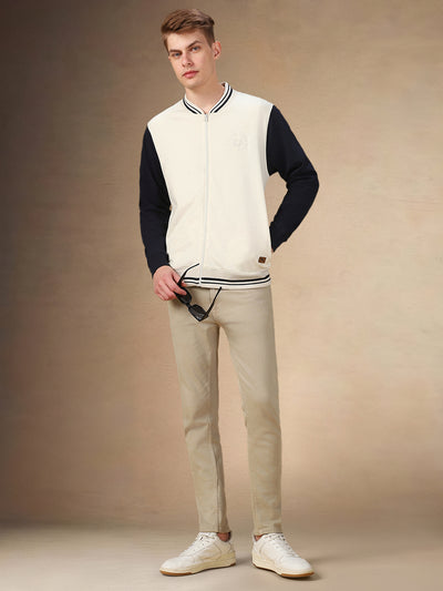 Men's Colorblocked Rib Collar Full Sleeves Regular Fit Sweatshirt