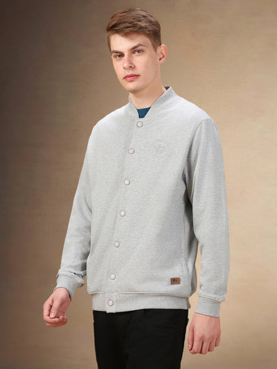 Men's Solid Rib Collar Full Sleeves Regular Fit Sweatshirt