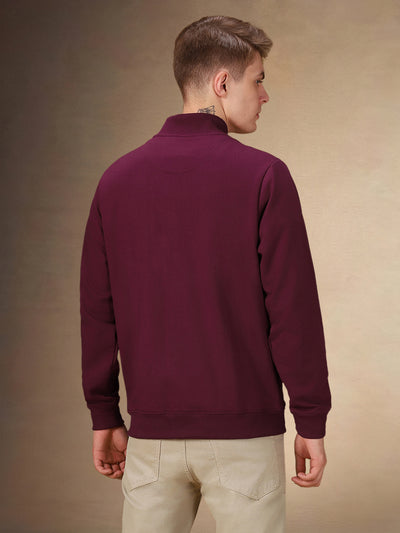 Men's Solid Rib Collar Full Sleeves Regular Fit Sweatshirt