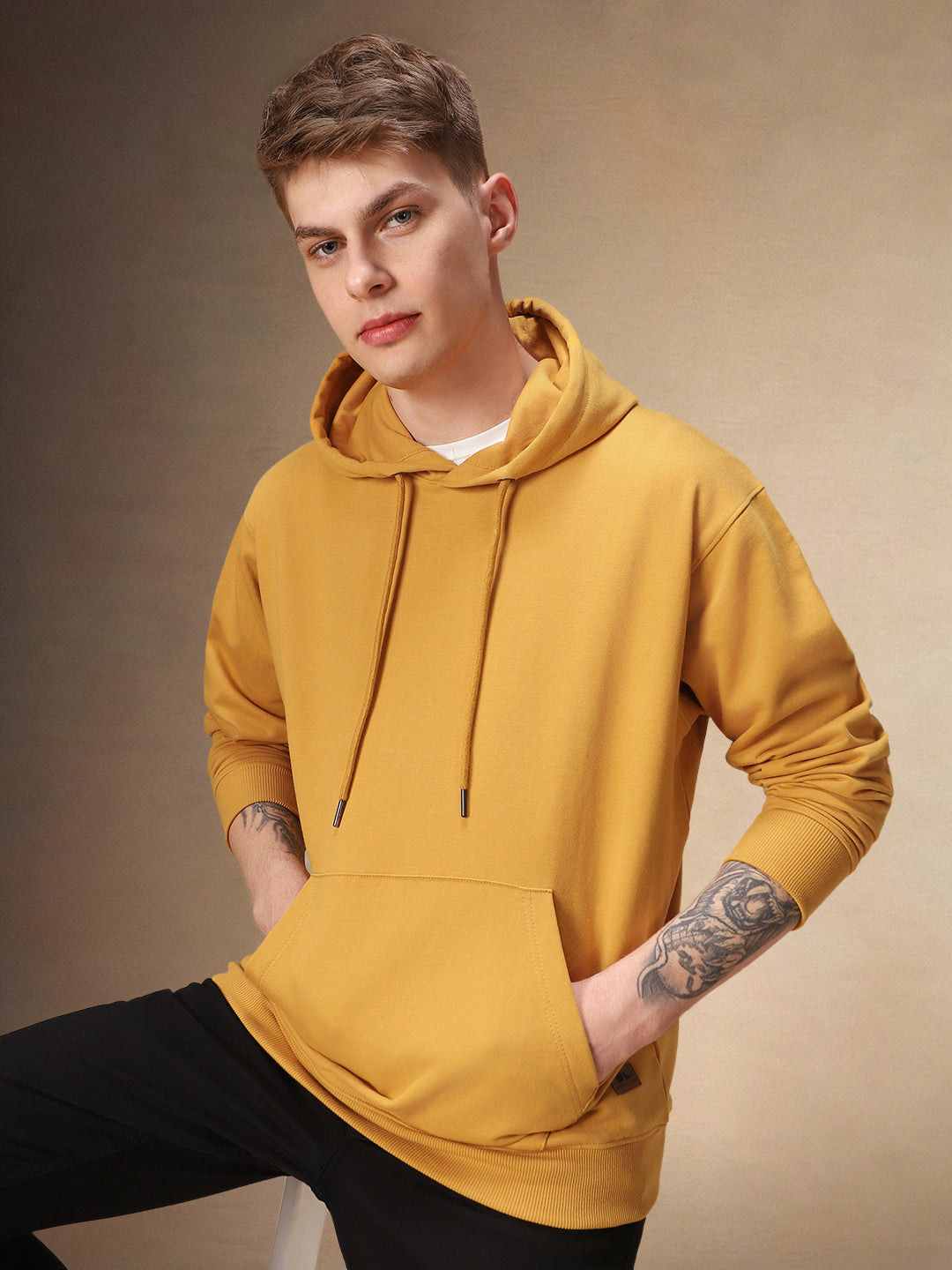 Men's Solid Hooded Full Sleeves Sweatshirt – DENNIS LINGO