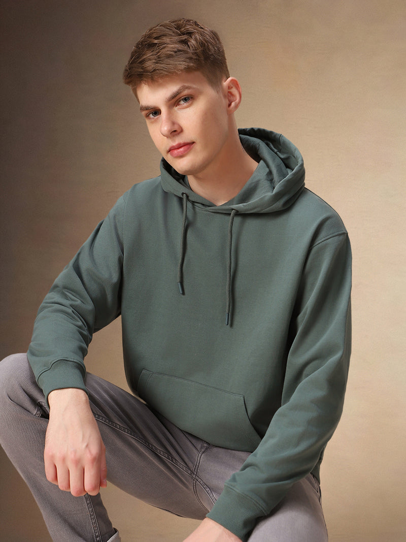 Men's Solid Hooded Full Sleeves Hoodie