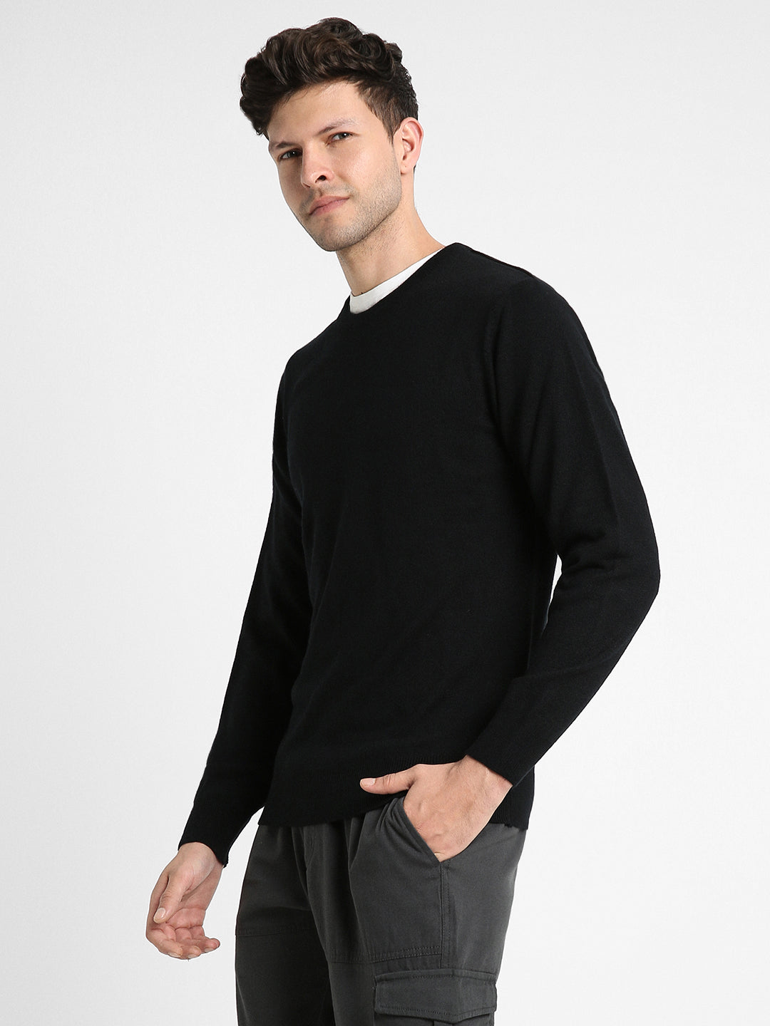 Men's Mock Regular Fit Colorblock Raglan Black Sweater