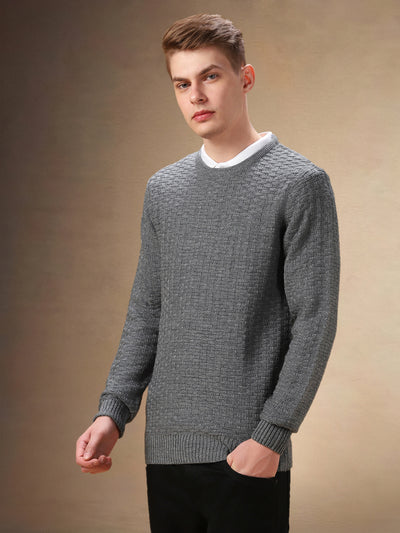 Men's Solid Round Neck Full Sleeves Regular Fit Pullover Sweater