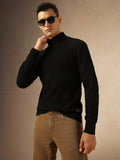 Mne's Black Turtle Neck Full Sleeves Sweater