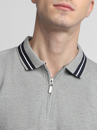 Dennis Lingo Men's Polo Regular Fit Solid Grey T-Shirt
