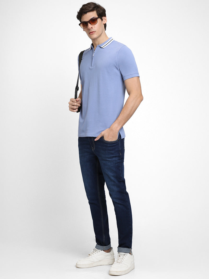 Dennis Lingo Men's Polo Regular Fit Solid Light Blue T-Shirt