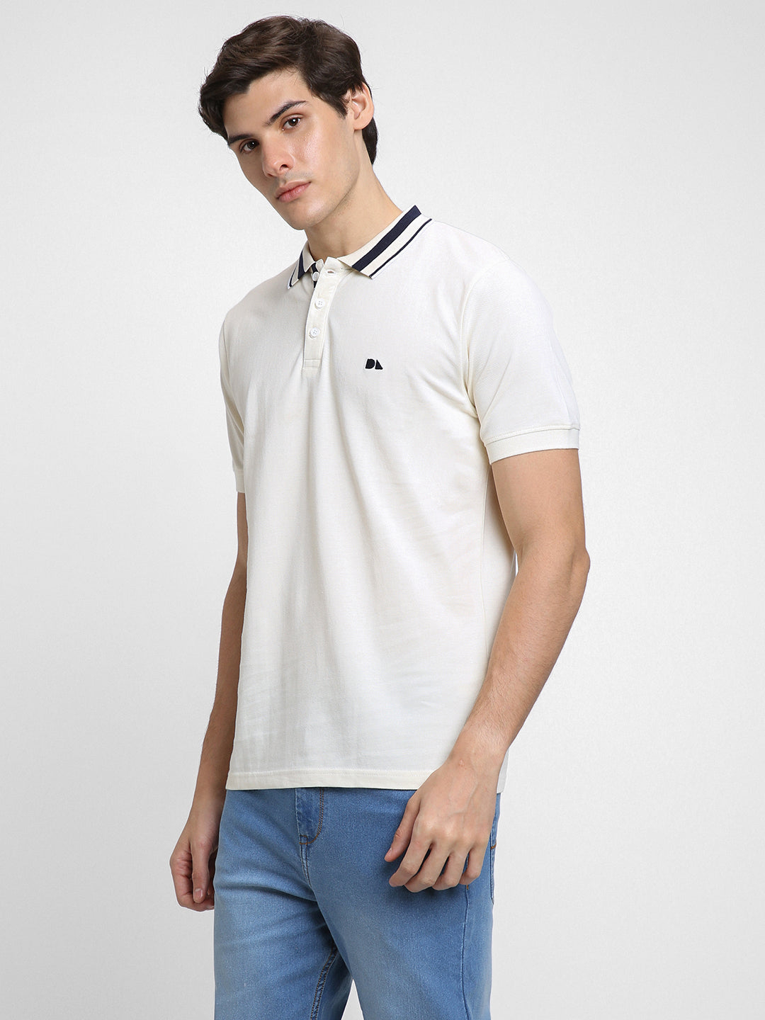 Men's Polo Regular Fit Solid Beige T-shirt