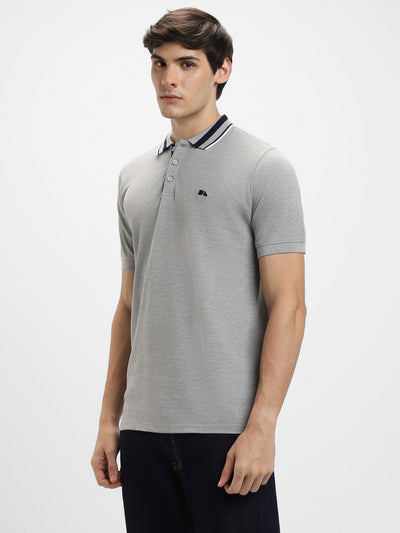 Men's Polo Regular Fit Solid Grey T-shirt