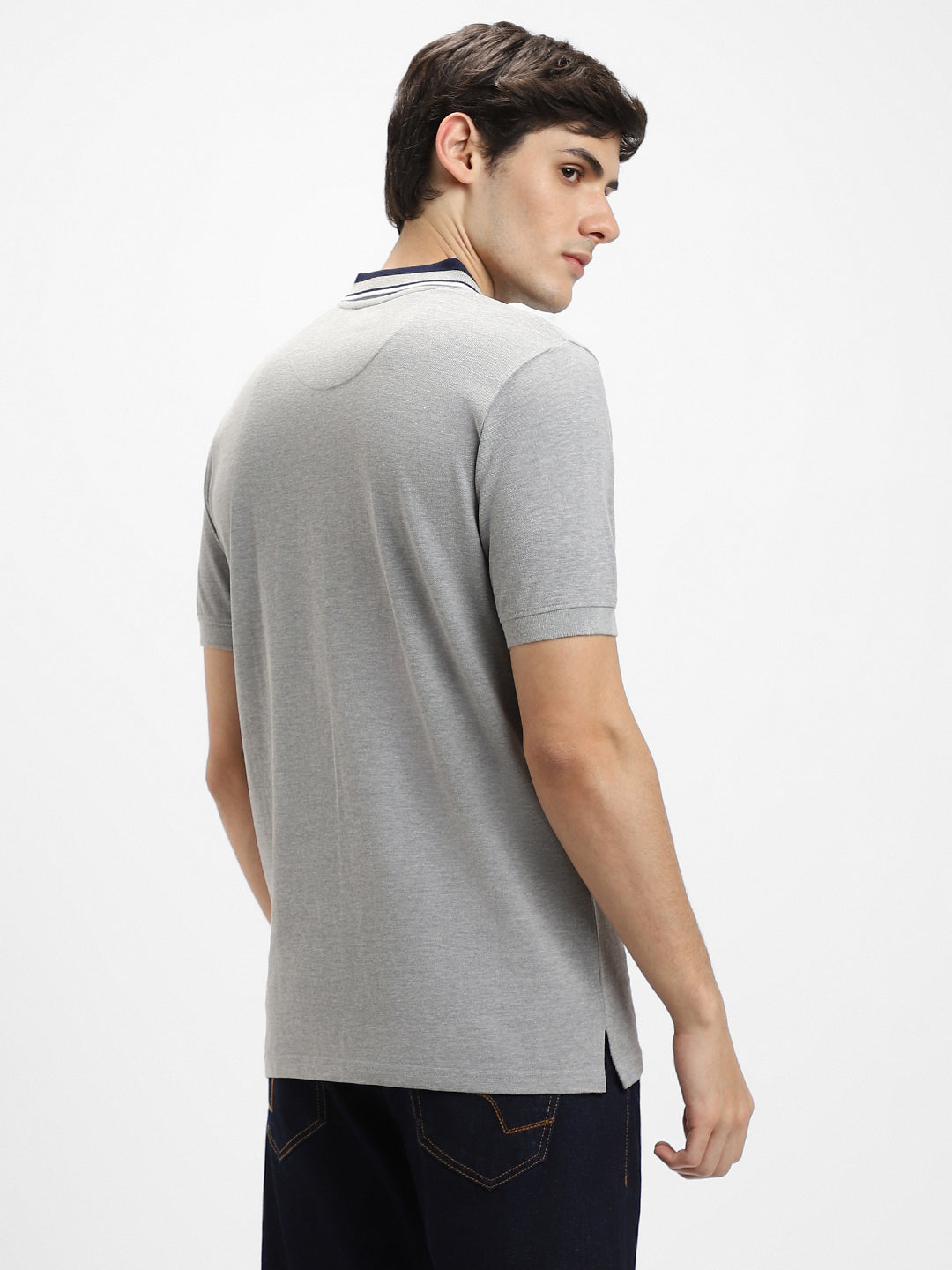 Men's Polo Regular Fit Solid Grey T-shirt