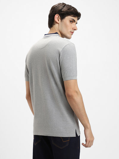 Men's Polo Regular Fit Solid Grey T-shirt