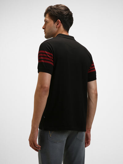 Men's Polo Regular Fit Y/D Stripes Black T-shirt