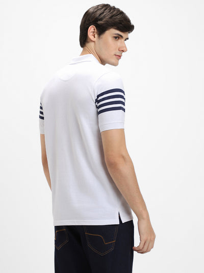 Men's Polo Regular Fit Y/D Stripes White T-shirt