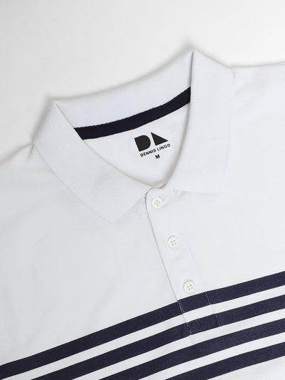 Men's Polo Regular Fit Y/D Stripes White T-shirt