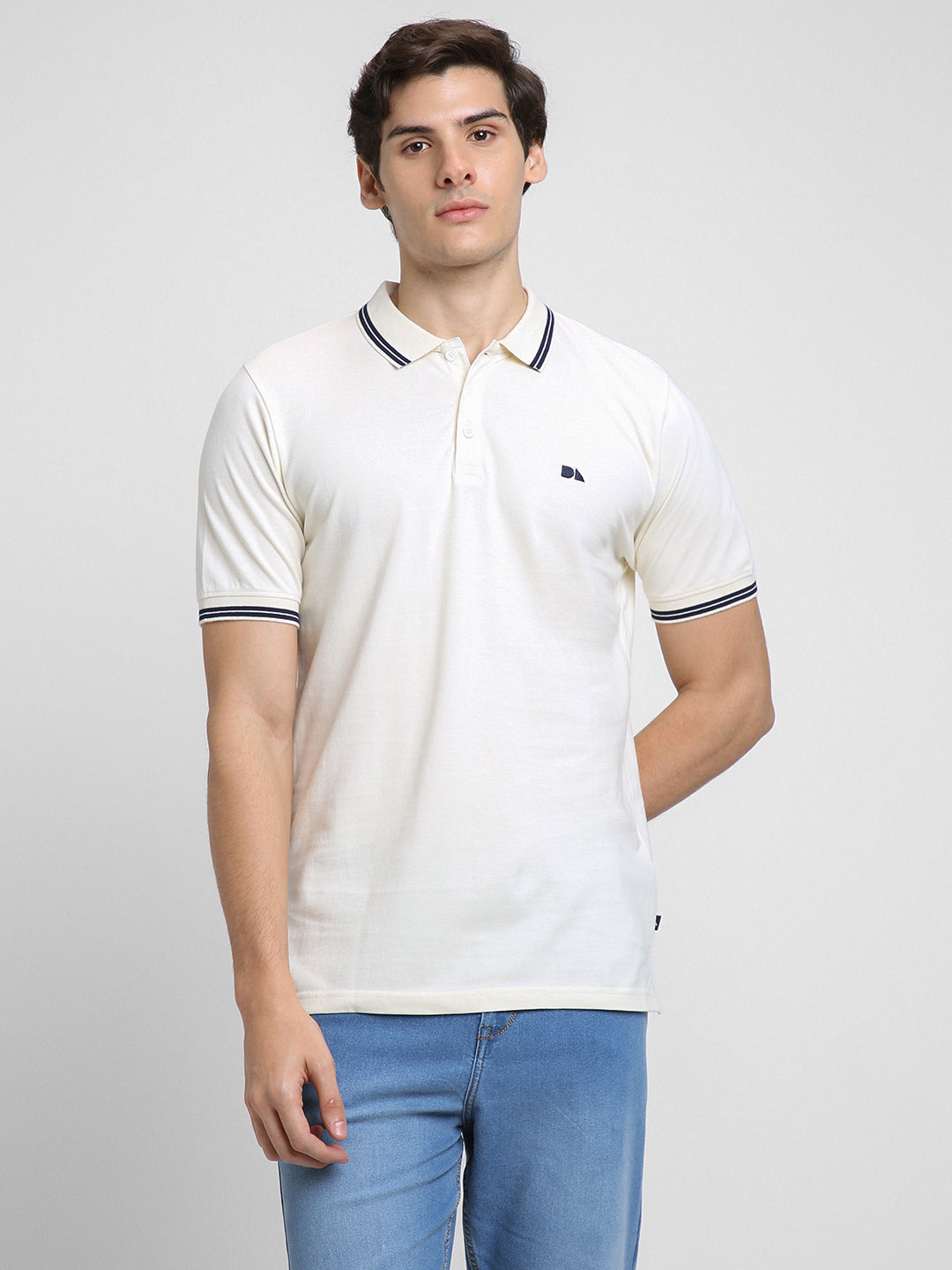 Men's Polo Regular Fit Solid Beige T-shirt