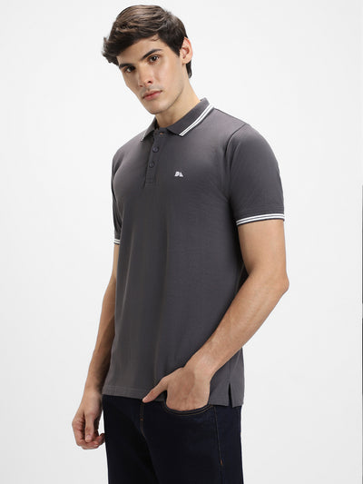 Dennis Lingo Men's Polo Regular Fit Solid Grey T-Shirts