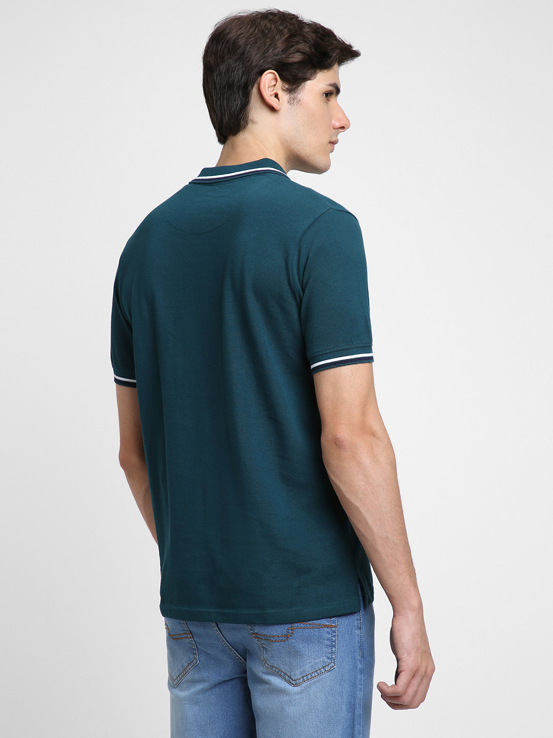 Men's Polo Regular Fit Solid Teal T-shirt