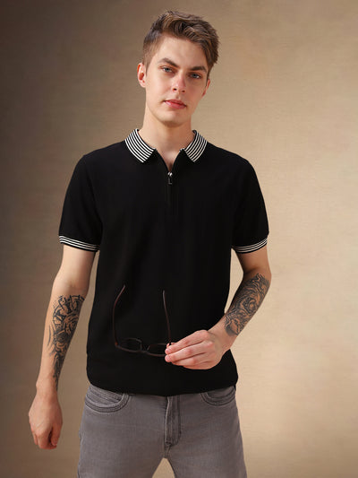 Men's Meteorite Solid Polo collar Half Sleeves T-shirt