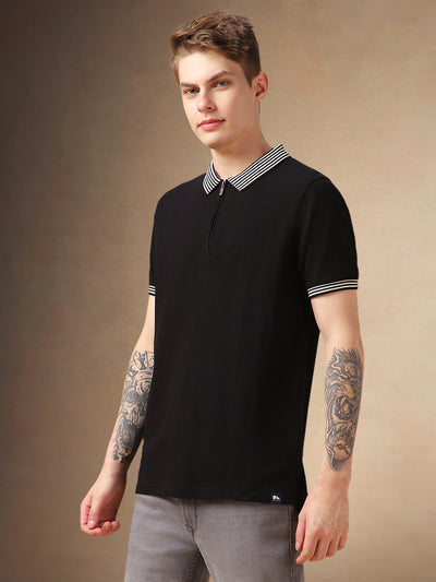 Men's Meteorite Solid Polo collar Half Sleeves T-shirt