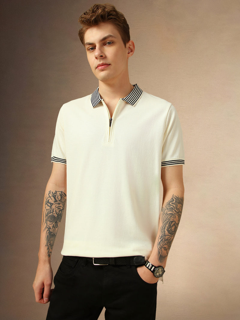 Men's Papyrus Solid Polo Collar Half Sleeves Regular Fit T-Shirt