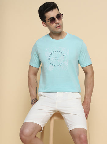 Men's Sea Green Tshirts Wardrobe Essentials Soft And Stretchy Fabric