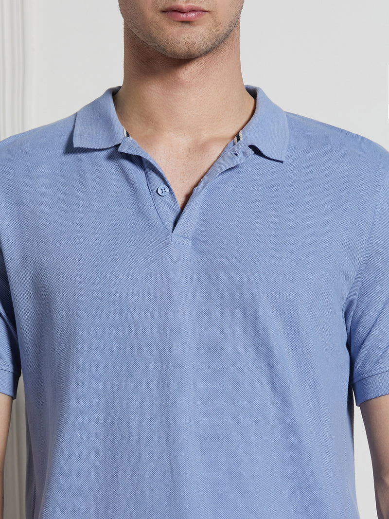 Dennis Lingo Men Blue Cotton Regular Fit Polo T-Shirt