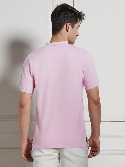 Men's Pink Cotton Regular Fit Polo T-Shirt