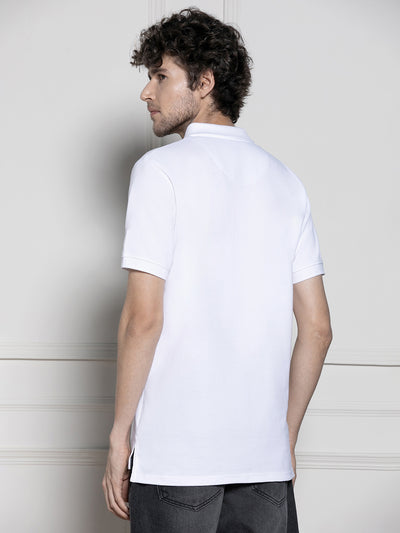 Dennis Lingo Men's White Polo Collar Casual T-shirt