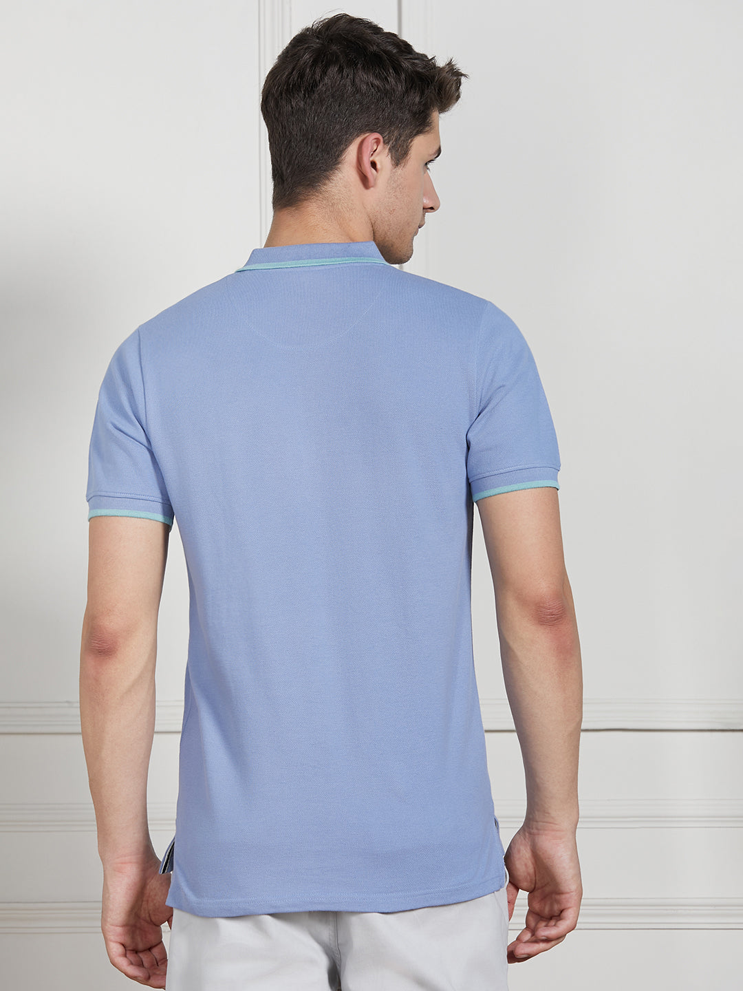Dennis Lingo Men Blue Cotton Regular Fit Polo T-Shirt