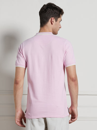 Dennis Lingo Men Pink Cotton Regular Fit Polo T-Shirt