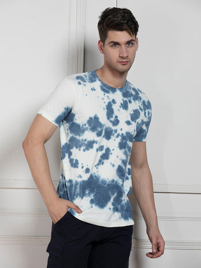 Dennis Lingo Men's Navy Round Neck Dyed Regular Fit T-Shirt