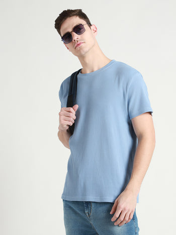 Men's Light Blue Waffle Knit T-shirt