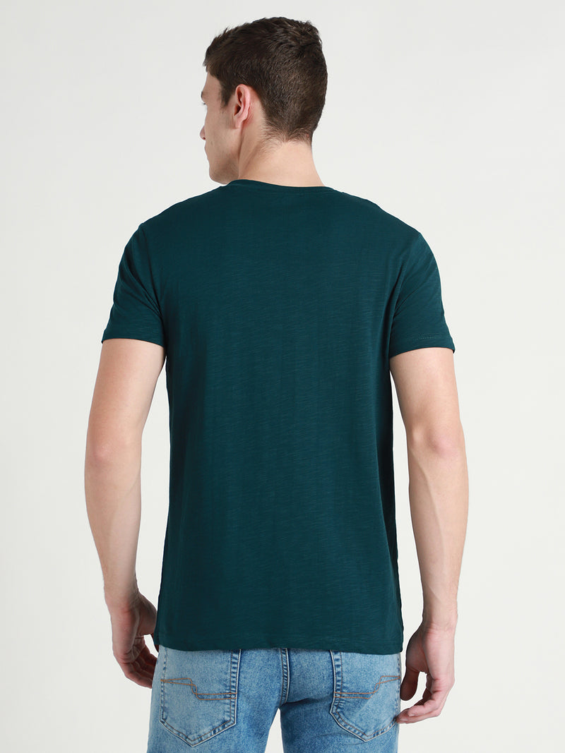 Men's Teal Round Neck Cotton T-Shirt