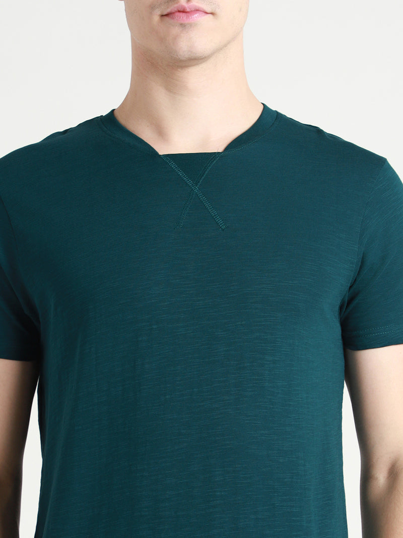 Men's Teal Round Neck Cotton T-Shirt