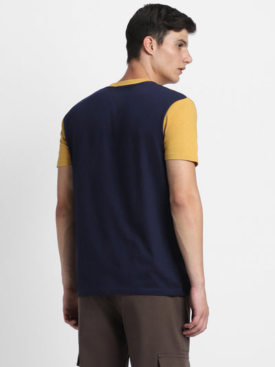 Dennis Lingo Men's Mustard Y/D Stripes Half-Sleeves Casual T-Shirt