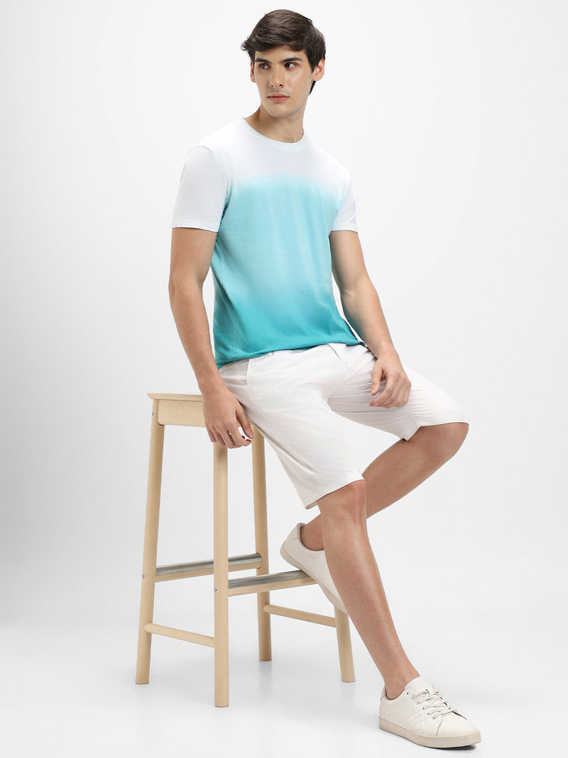 Men's Green Ombre Half-Sleeves Casual T-Shirt