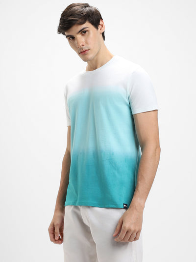 Men's Green Ombre Half-Sleeves Casual T-Shirt