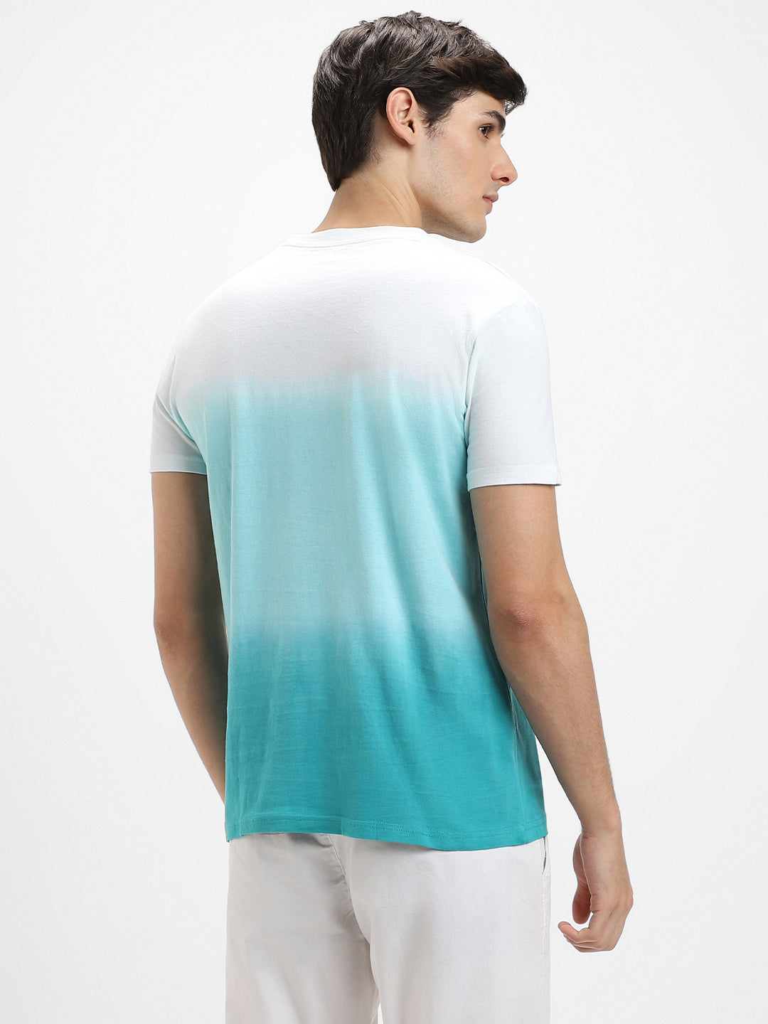 Men's Green Ombre Half-Sleeves Casual T-Shirt