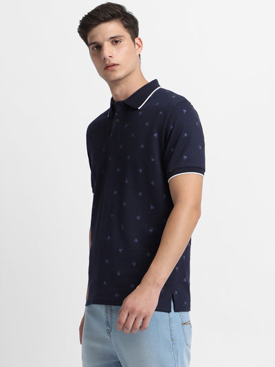 Men's Polo Neck Regular Fit Aop Navy Polo T-Shirt